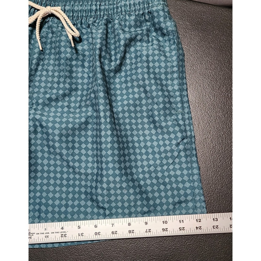 Goodfellow & Co Swim Trunks Checkerboard Geometric Print Medium Teal - Picture 6 of 9